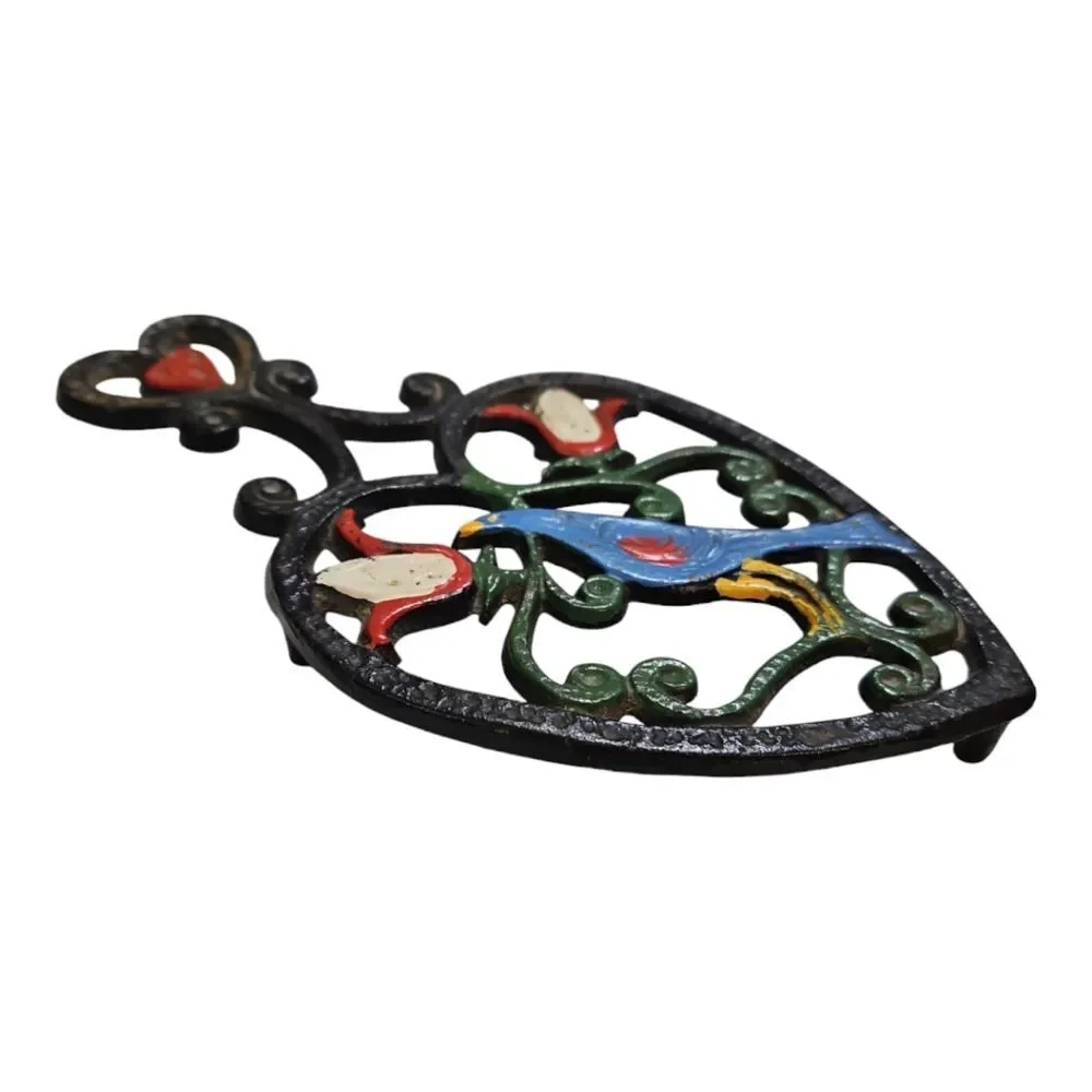 Vintage Cast Iron Trivet Noble Pennsylvania Dutch Folk Art Design